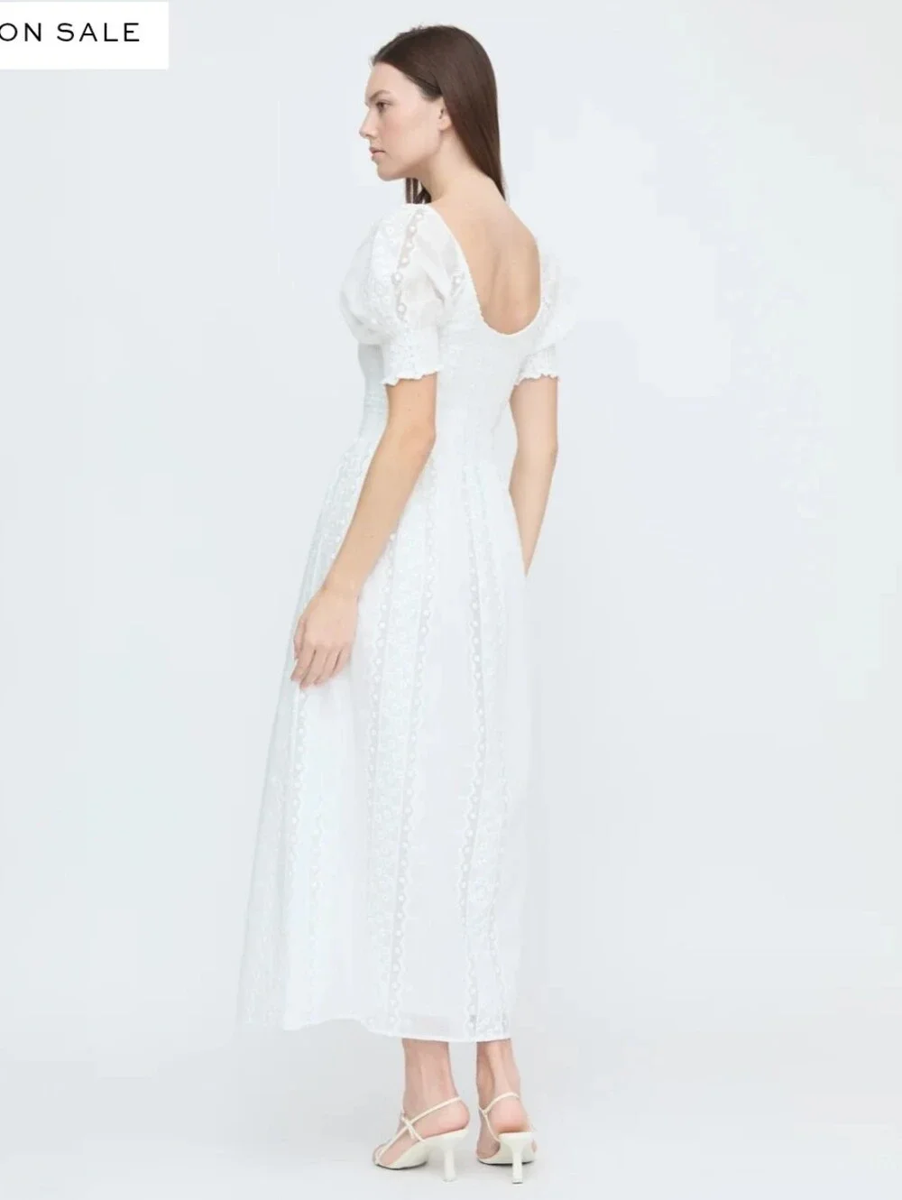 Hill House Madeline Nap Dress — White Broaderie Viole Puff-Sleeve Maxi
